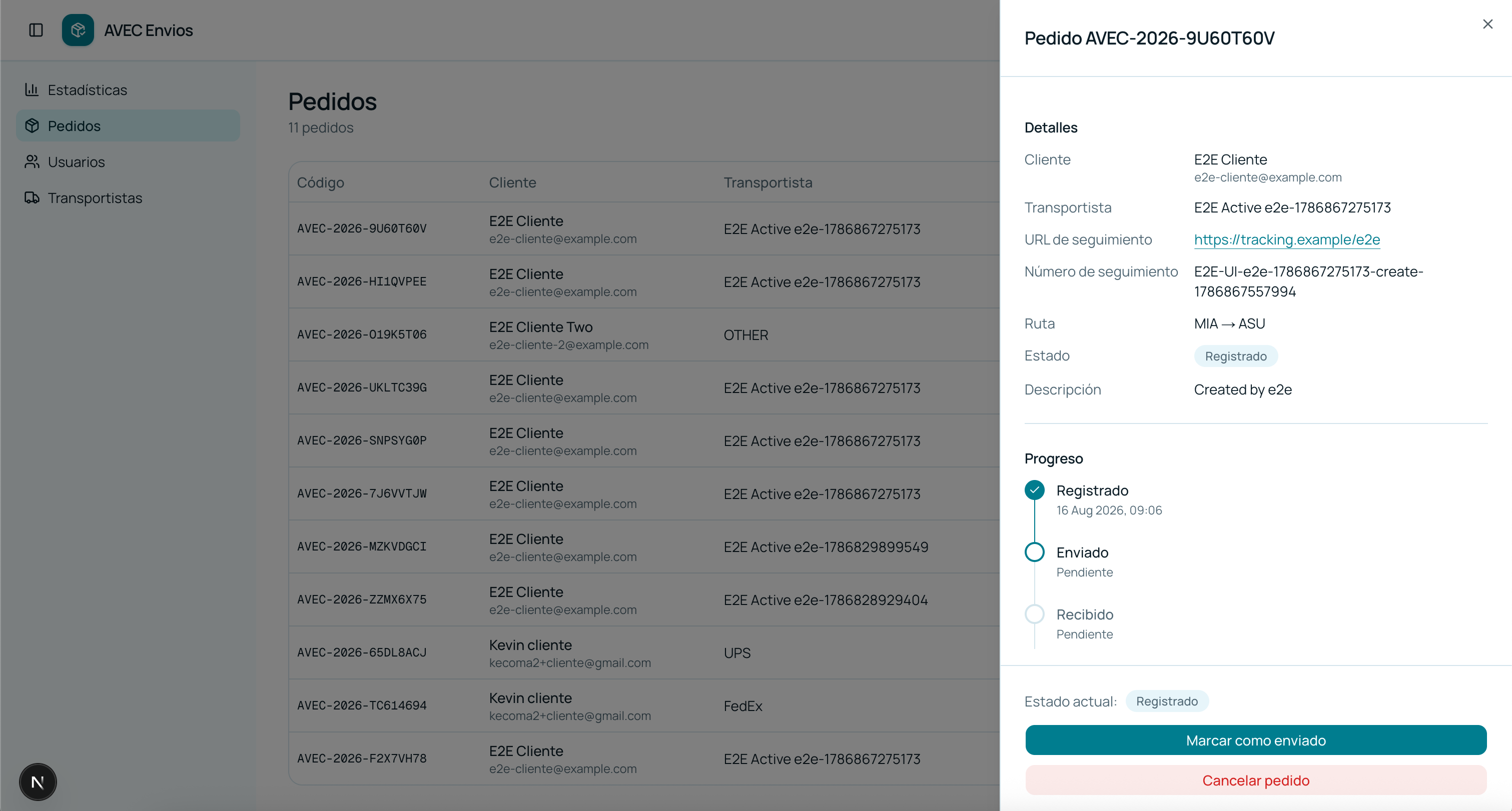 Vista de la interfaz de Plataforma de integración aduanera